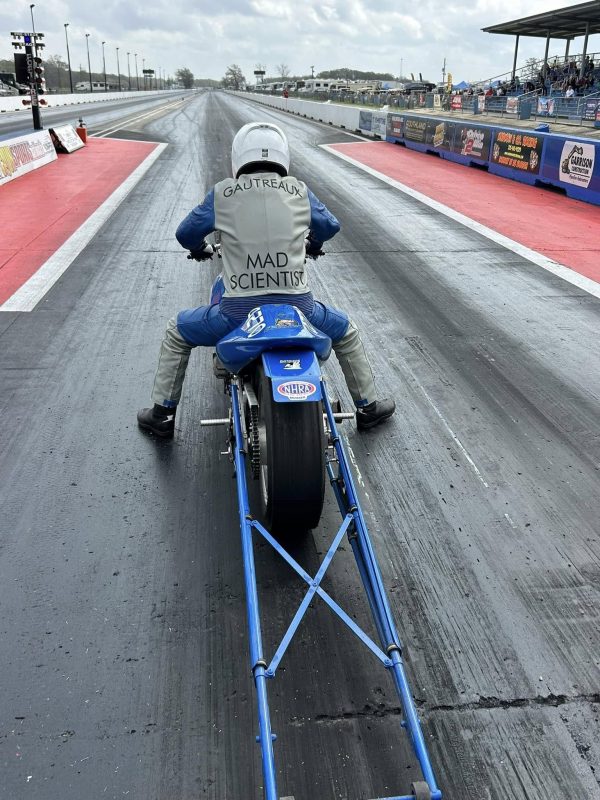 Drag bike staging at the line